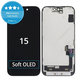 Ecran Soft OLED pentru iPhone 15, Sticlă tactilă cu ramă, DIAGNOSTIC