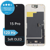 Ecran Soft OLED pentru iPhone 15 Pro - Sticlă Tactilă + Ramă, DIAGNOSTIC