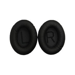 Perne de schimb pentru pentru Bose QuietComfort 35, Spumă cu memorie + piele PU, Negru, 1 pereche