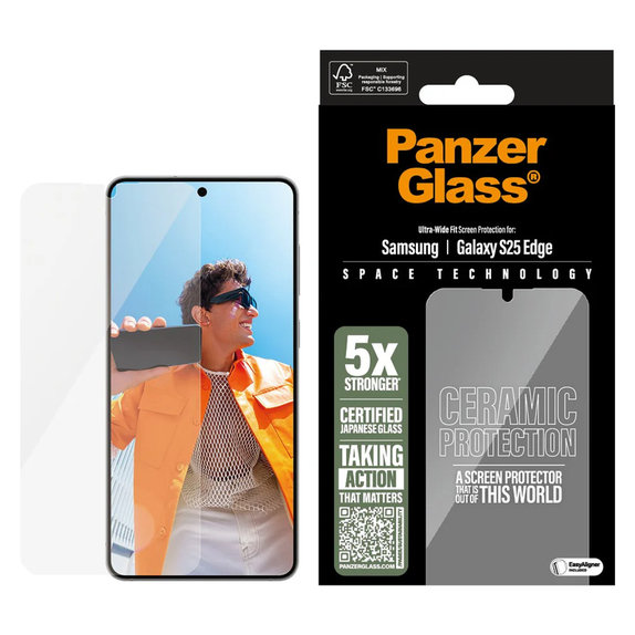 Sticlă securizată UWF Ceramic cu aplicator pentru Samsung Galaxy S25 Edge, Transparent, PanzerGlass