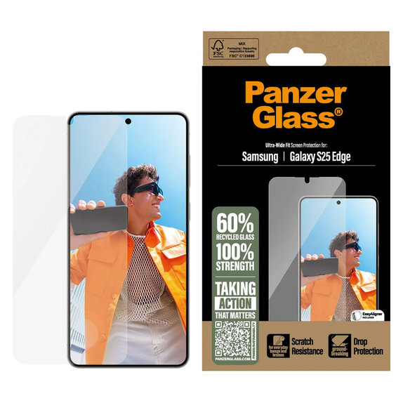 Sticlă securizată UWF cu aplicator pentru Samsung Galaxy S25 Edge, Transparent, PanzerGlass