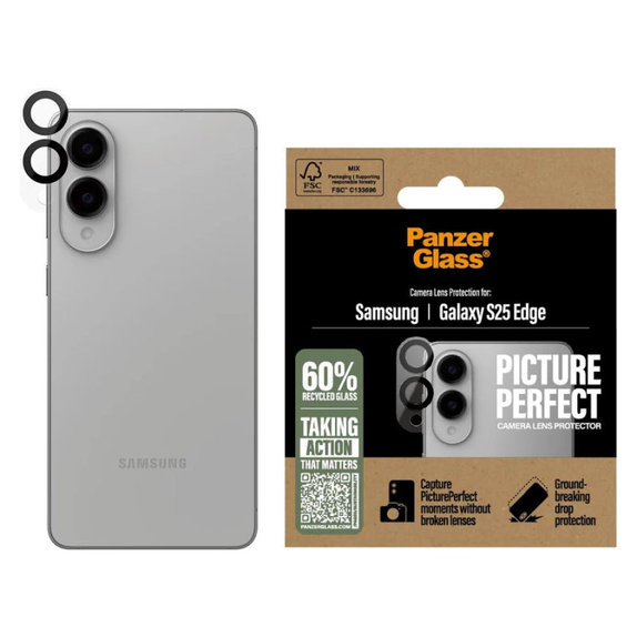 Protecție lentile cameră PicturePerfect pentru Samsung S25 Edge, Negru, PanzerGlass