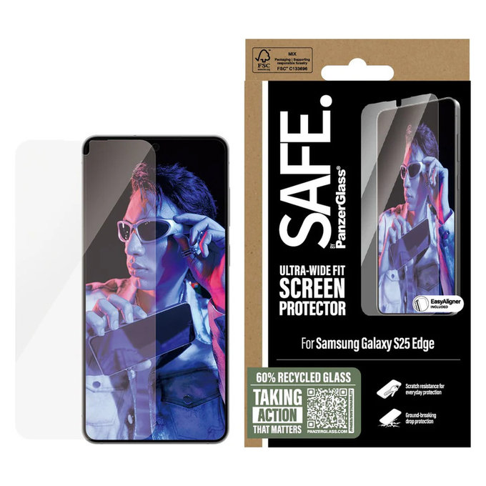 Sticlă securizată UWF cu aplicator pentru Samsung Galaxy S25 Edge, Transparent, SAFE by PanzerGlass