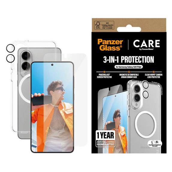 Bundle 3 în 1 pentru Samsung Galaxy S25 Edge, PanzerGlass