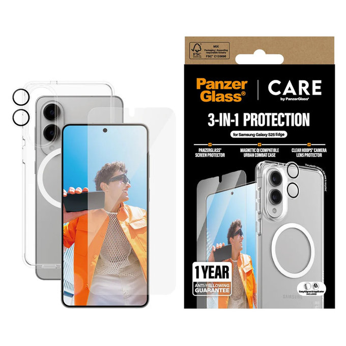 Bundle 3 în 1 pentru Samsung Galaxy S25 Edge, PanzerGlass