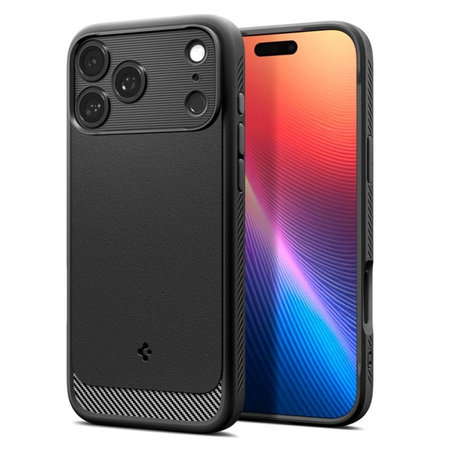Spigen - Rugged Armor husă MagSafe pentru iPhone 17 Pro, Matte Black