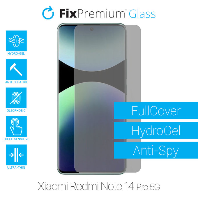 FixPremium HydroGel Anti-Spy - Folie protectoare pentru Xiaomi Redmi Note 14 Pro 5G 24090RA29G