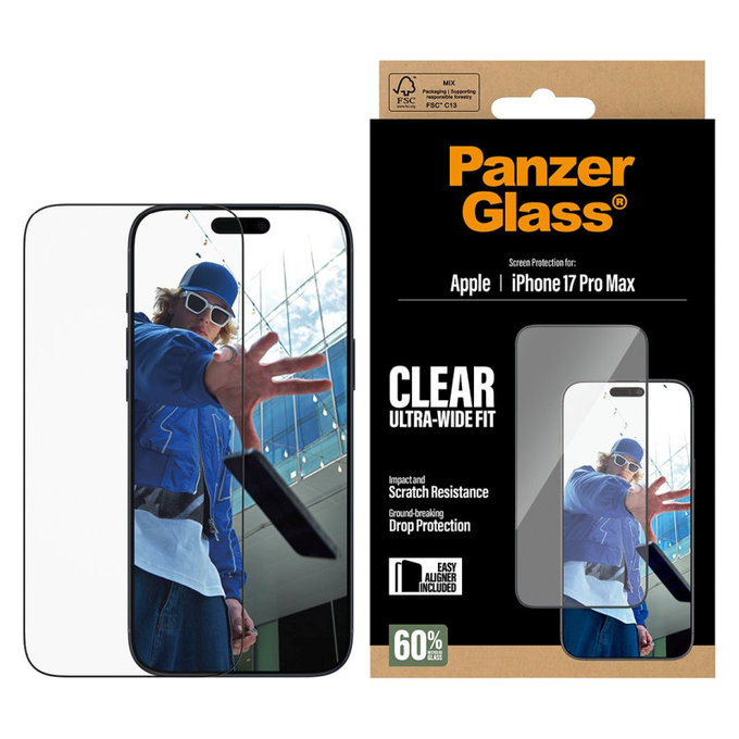 Sticlă securizată UWF cu aplicator pentru iPhone 17 Pro Max, Negru, PanzerGlass