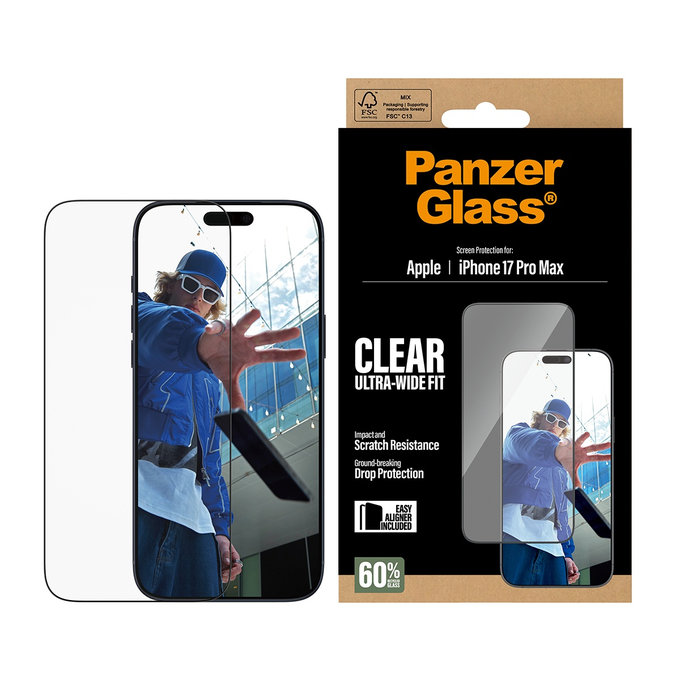 Sticlă securizată UWF cu aplicator pentru iPhone 17 Pro Max, Negru, PanzerGlass