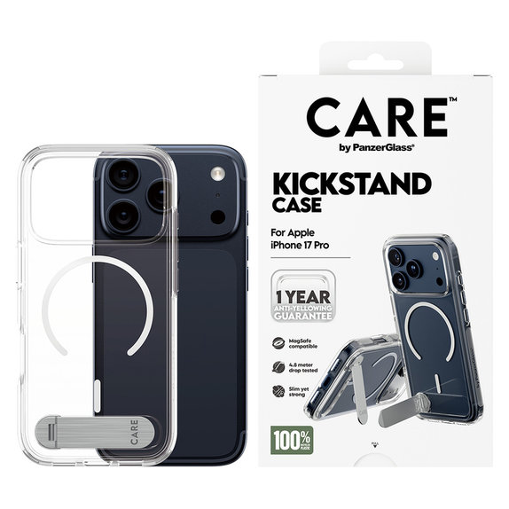 Caz Kickstand pentru iPhone 17 Pro, Transparent, PanzerGlass
