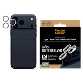 Protecție lentile cameră Hoops pentru iPhone 17 Pro Max/17 Pro/16 Pro Max/16 Pro, Glitter Silver, PanzerGlass
