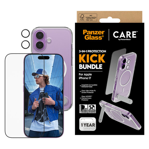 Bundle 3 în 1 Kick pentru iPhone 17, PanzerGlass