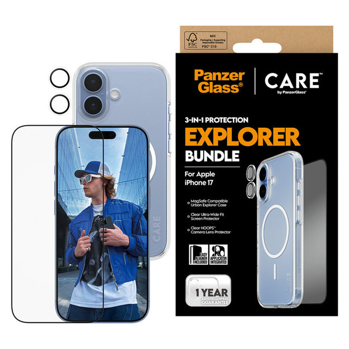 Bundle 3 în 1 Explorer pentru iPhone 17, PanzerGlass