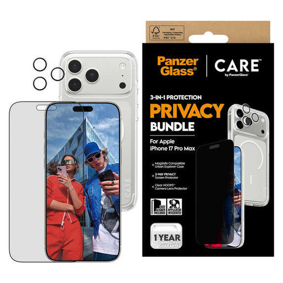 Bundle 3 în 1 Privacy pentru iPhone 17 PMax, PanzerGlass