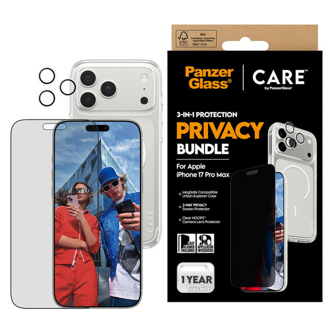 Bundle 3 în 1 Privacy pentru iPhone 17 PMax, PanzerGlass