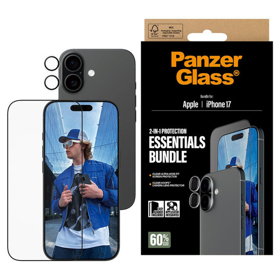 Bundle Essentials 2 în 1 pentru iPhone 17, PanzerGlass