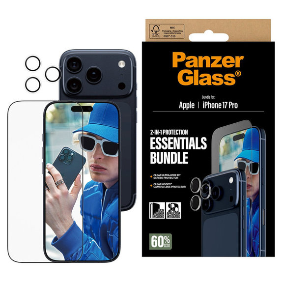 Bundle Essentials 2 în 1 pentru iPhone 17 Pro, PanzerGlass