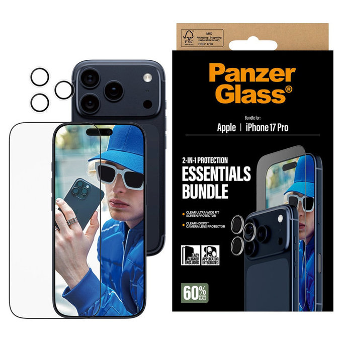 Bundle Essentials 2 în 1 pentru iPhone 17 Pro, PanzerGlass