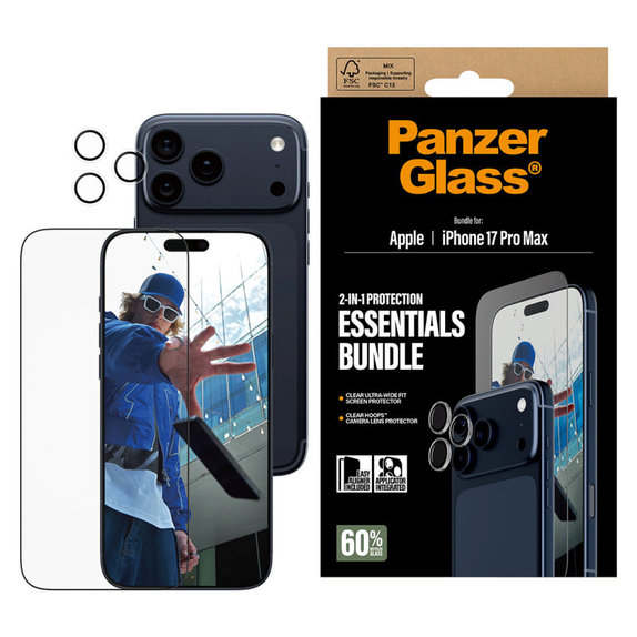 Bundle Essentials 2 în 1 pentru iPhone 17 PMax, PanzerGlass