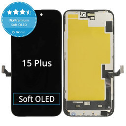 Ecran Soft OLED pentru iPhone 15 Plus - Sticlă Tactilă + Ramă, DIAGNOSTIC