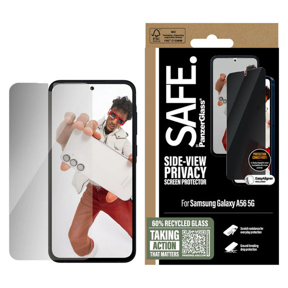 Sticlă securizată UWF Privacy pentru Samsung Galaxy A56 5G, Negru, SAFE by PanzerGlass