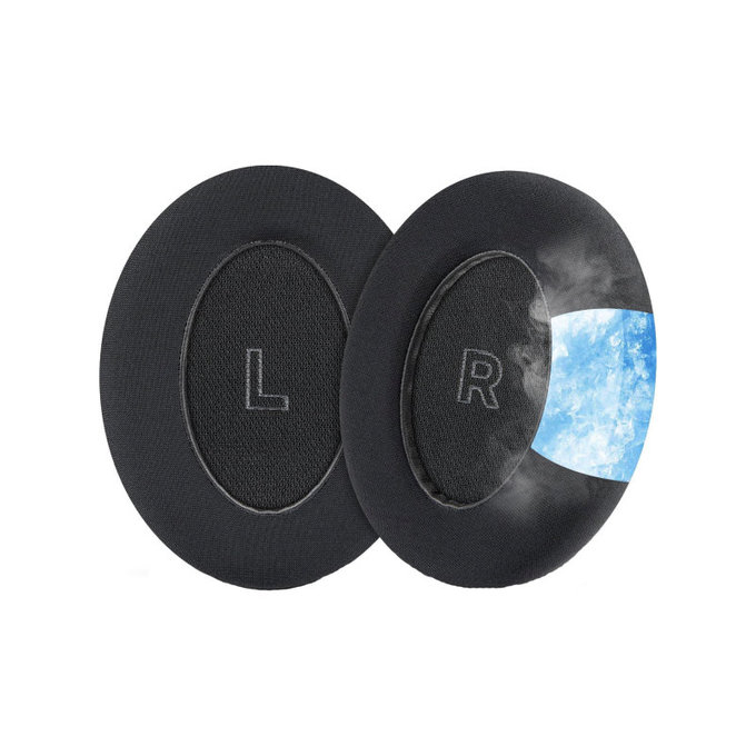 Perne de schimb pentru Bose QC Ultra, Spumă cu memorie + Textil + Piele, Negru, Gel răcoritor, 1 pereche