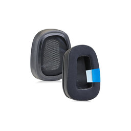 Perne de schimb pentru Logitech G633 Artemis, G933 Artemis, Spumă cu memorie + Textil + Piele, Negru, Gel răcoritor, 1 pereche