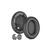 Perne de schimb pentru Sony WH-1000XM4, Spumă cu memorie + Piele, Negru, 1 pereche