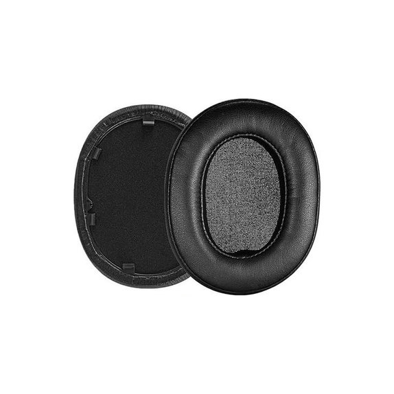 Perne de schimb pentru Sony WH-1000XM5, Spumă cu memorie + Piele, Negru, 1 pereche