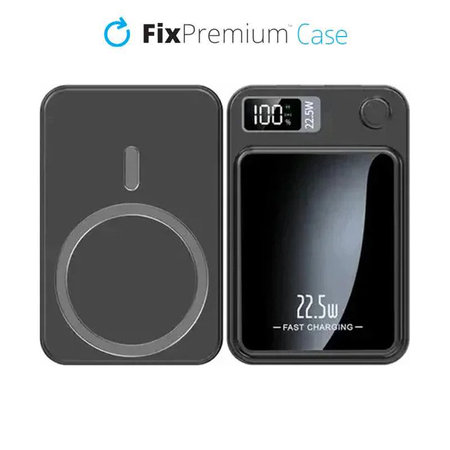 FixPremium - MagSafe PowerBank 5000mAh cu afișaj LED, negru