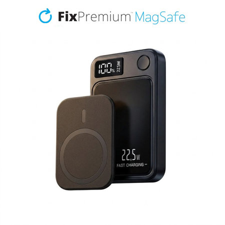 FixPremium - MagSafe PowerBank 5000mAh cu afișaj LED, negru