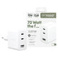 Adaptor de călătorie Grand Prix 2x USB-C/USB-A, GaN, 70 W PD, Alb-argintiu, empower