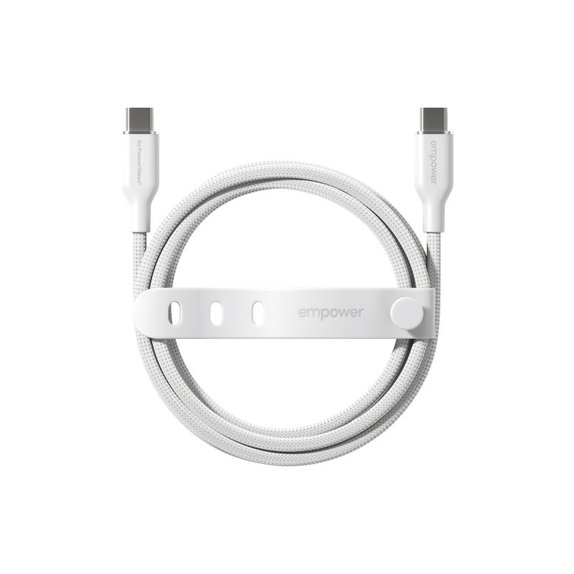 Cablu USB-C, 60 W, Racing, 2 m, Alb-argintiu, empower