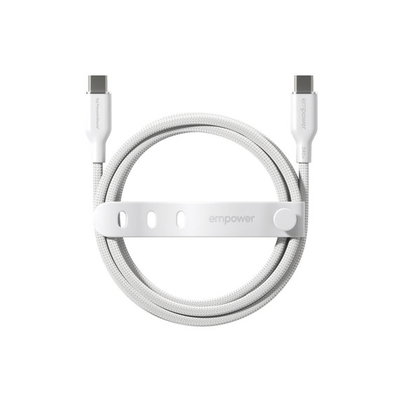 Cablu USB-C, 240 W, Racing, 2 m, Alb-argintiu, empower