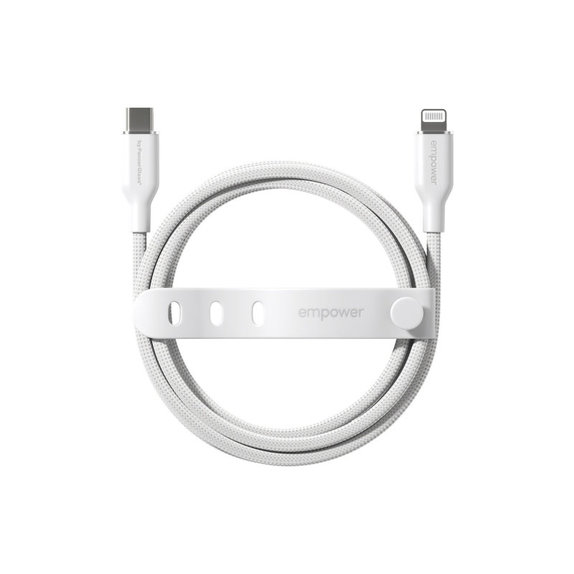 Cablu USB-C/Lightning, 60 W, Racing, 1, 2 m, Alb-argintiu, empower