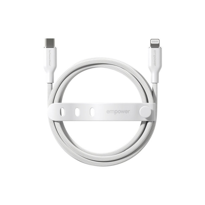 Cablu USB-C/Lightning, 60 W, Racing, 1, 2 m, Alb-argintiu, empower