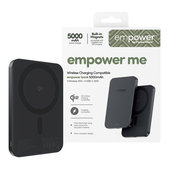 PowerBank wireless 5000 mAh, 20 W, compatibilă cu MagSafe, Qi2/USB-C, Space Black, empower
