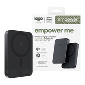 PowerBank wireless 10000 mAh, 20 W, compatibilă cu MagSafe, Qi2/USB-C, Space Black, empower