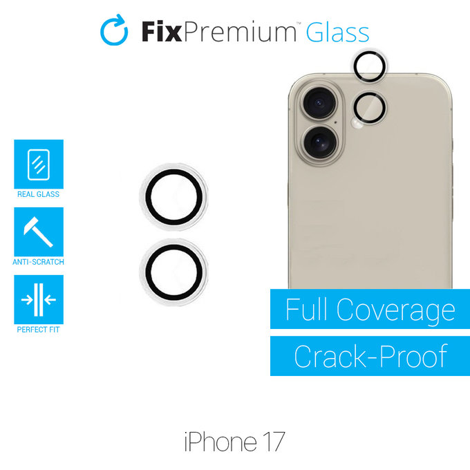 FixPremium Glass - Sticlă Călită Cameră Spate fără Ramă pentru iPhone 17