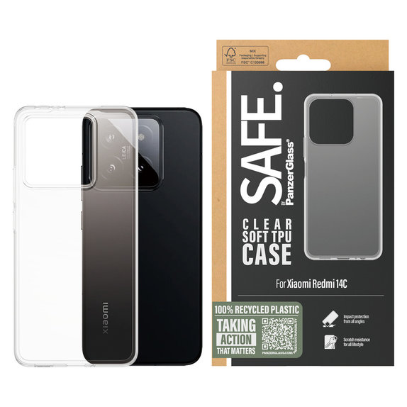 Caz TPU pentru Xiaomi Redmi 14C, Transparent, SAFE by PanzerGlass