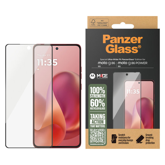Sticlă securizată UWF pentru Motorola Moto G86 Power, Negru, PanzerGlass