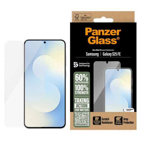 Sticlă securizată UWF cu aplicator pentru Samsung Galaxy S25 FE, Transparent, PanzerGlass