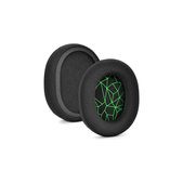 Perne de Schimb pentru SteelSeries Arctis 3, 5, 7, 9 Pro, Spumă cu memorie + Textil, Negru / Verde, 1 pereche
