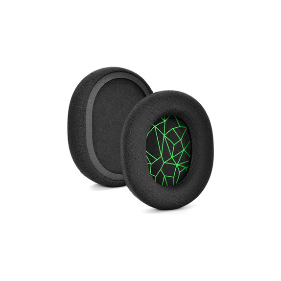 Perne de Schimb pentru SteelSeries Arctis 3, 5, 7, 9 Pro, Spumă cu memorie + Textil, Negru / Verde, 1 pereche