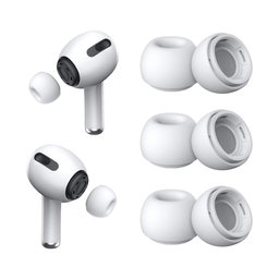 Dopuri din silicon de schimb pentru Apple AirPods 3 Pro, set 3 buc (L, M, S), Alb