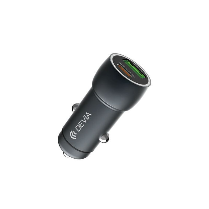 Încărcător auto Extreme Speed USB-C + USB-A, PD 30W, QC 3.0 18W, gri, Devia