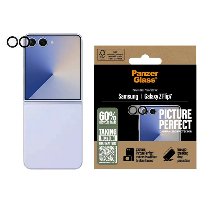 Protecție lentile cameră PicturePerfect pentru Samsung Z Flip7, Negru, PanzerGlass