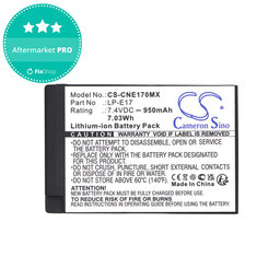 Baterie pentru Canon EOS, 950mAh, Li-Ion, 7.4V, LP-E17, HQ