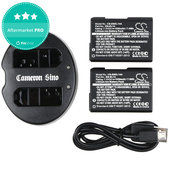 2 baterii cu încărcător pentruNikon Coolpix P7000, P7700, D3100, D3200, D5100, 1030mAh, Li-Ion, 7.4V, EN-EL14, HQ