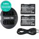 2 baterii cu încărcător pentruNikon Coolpix P7000, P7700, D3100, D3200, D5100, 1030mAh, Li-Ion, 7.4V, EN-EL14, HQ